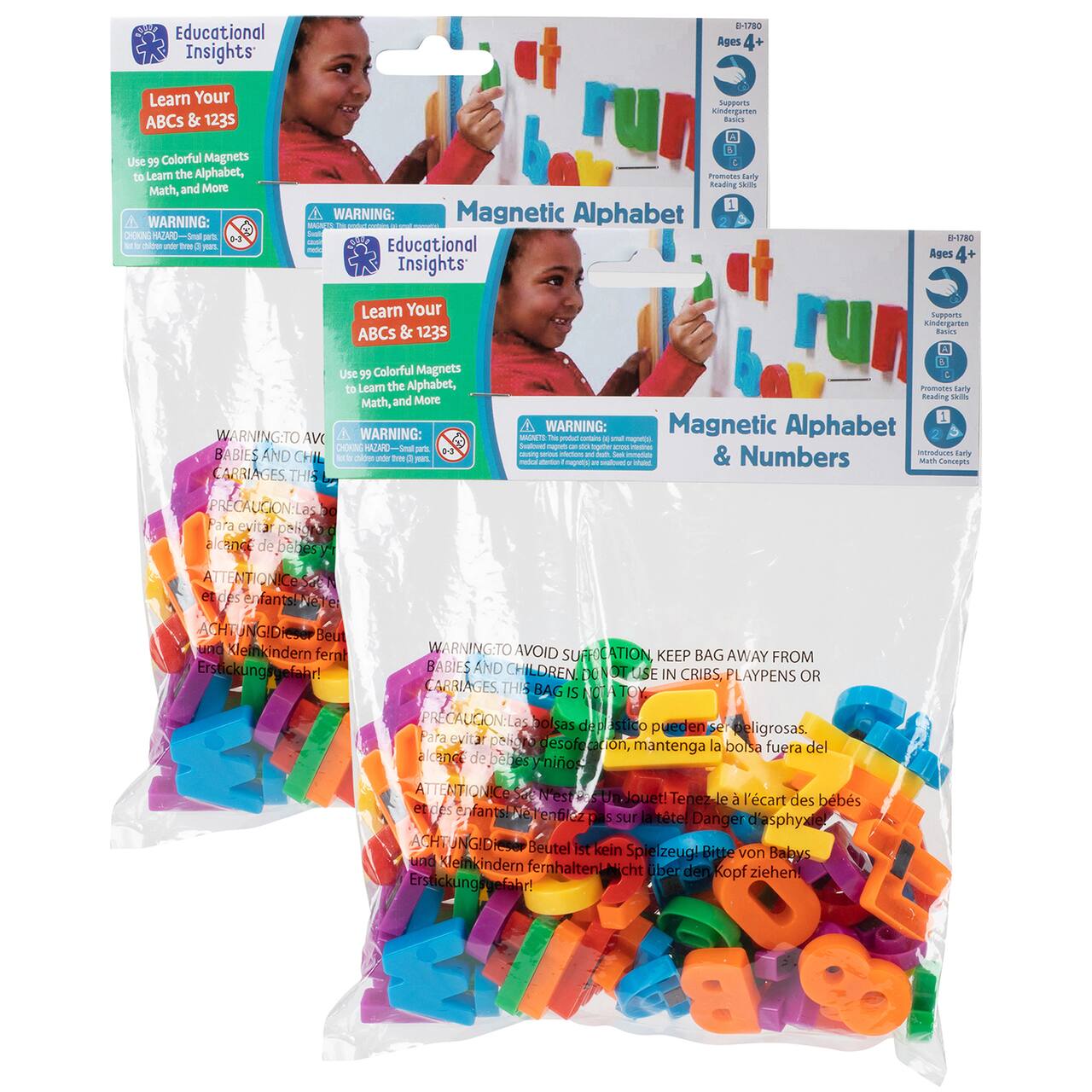 Educational Insights Magnetic Letters & Numbers, 2 Packs of 99